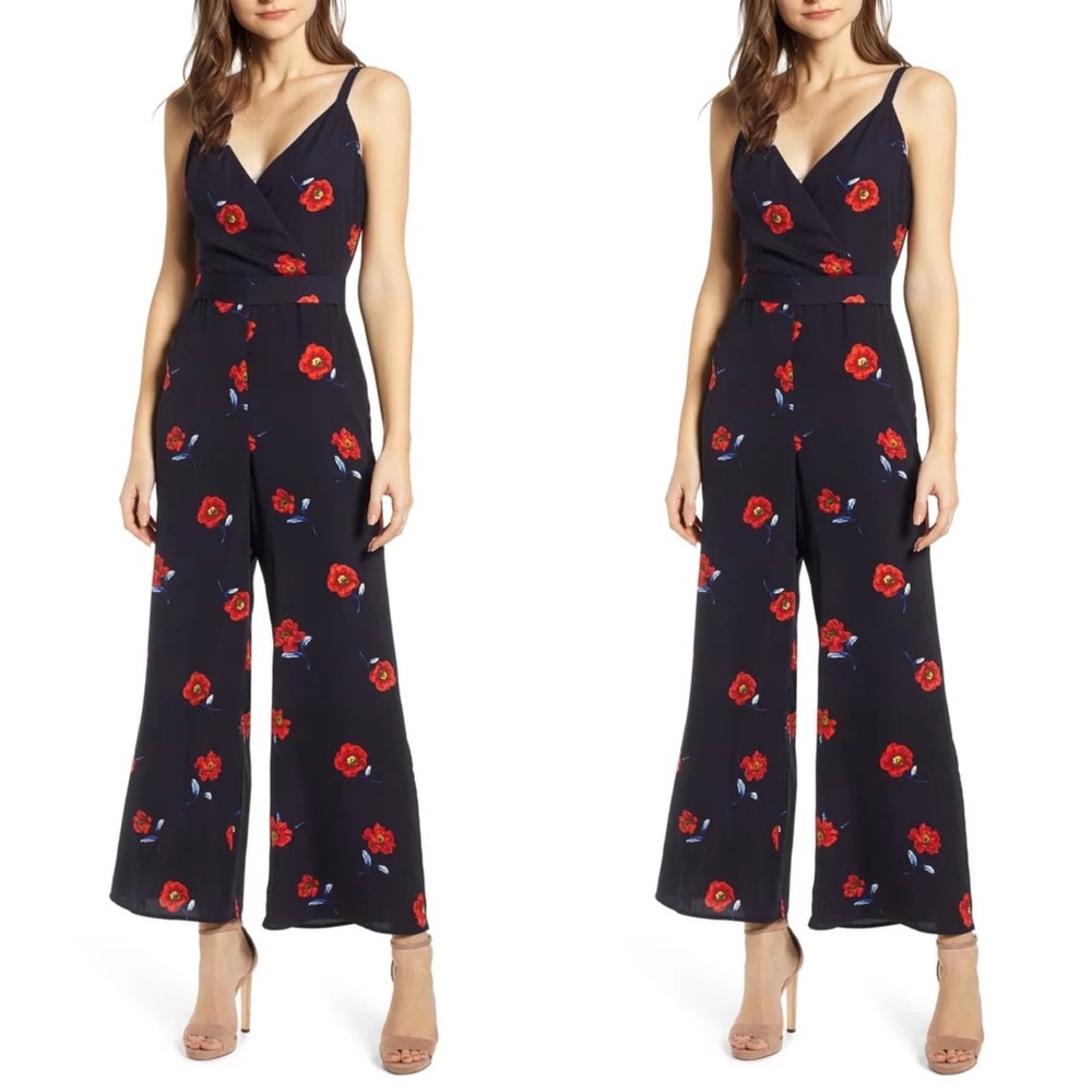 All In Favor Navy Red Poppy Jumpsuit
